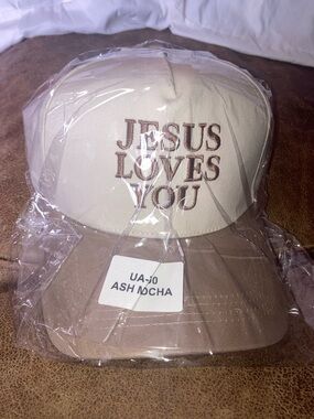 Jesus Loves You Embroidered Ash Mocha Baseball Cap